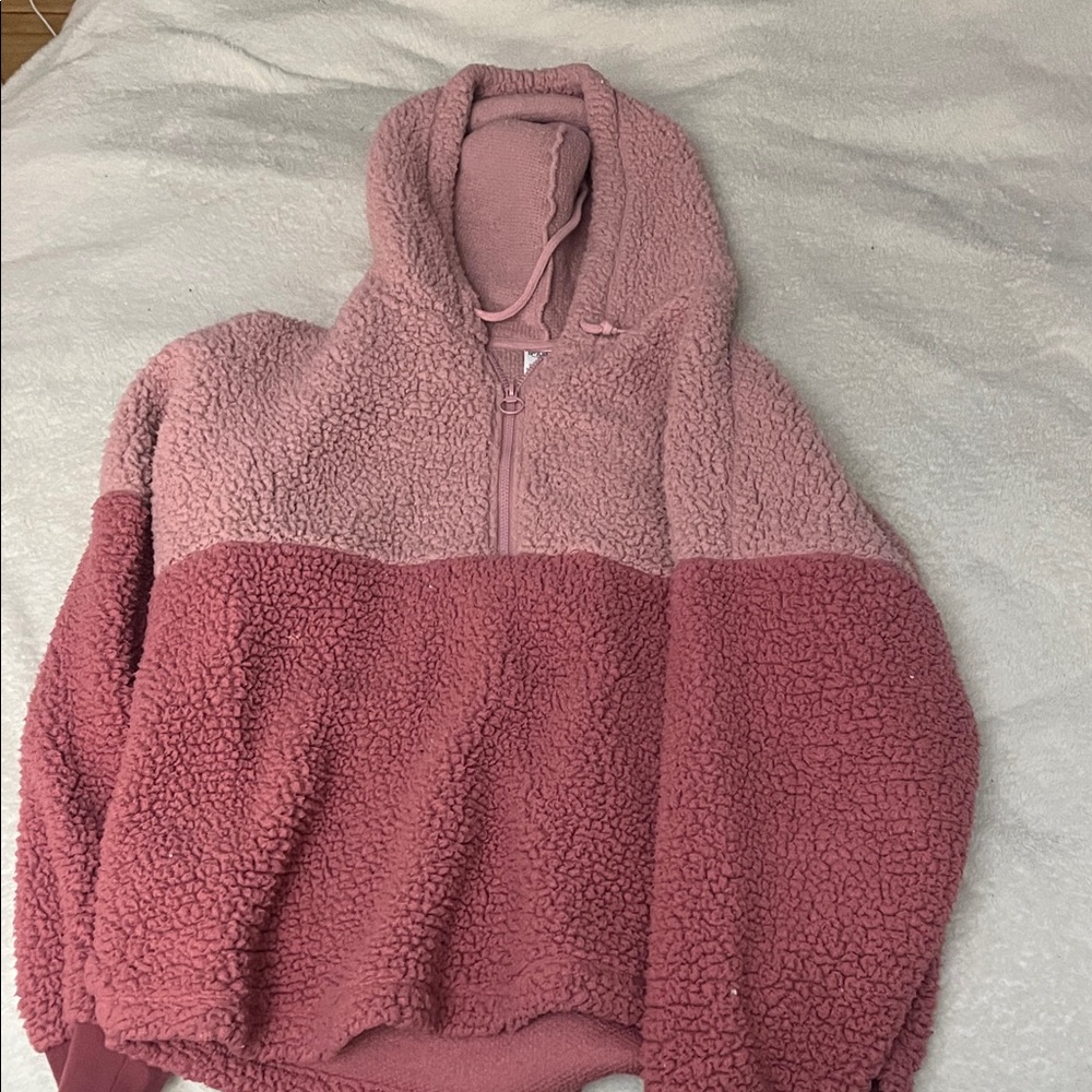 PINK Victoria's Secret Two-Tone Pink Sherpa Hoodie